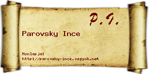 Parovsky Ince névjegykártya